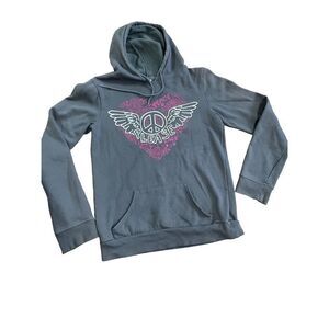 Hybrid‎ Tees “Peace Please” Gray Hoodie Sweatshirt hoodie